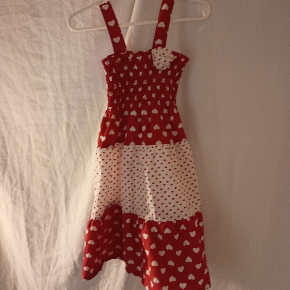 Red Heart Print Girls' Sundress - Charming Kids Dress